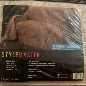 Furniture throw for loveseat beige print